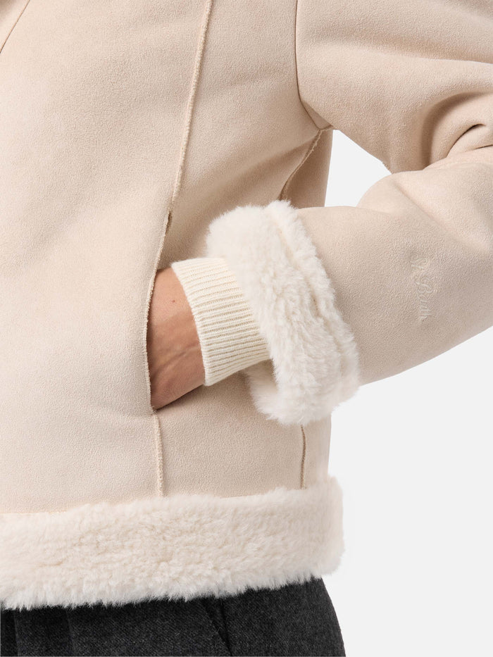 Lorayne Faux-Shearling Jacket Cream With Shearling Trims White