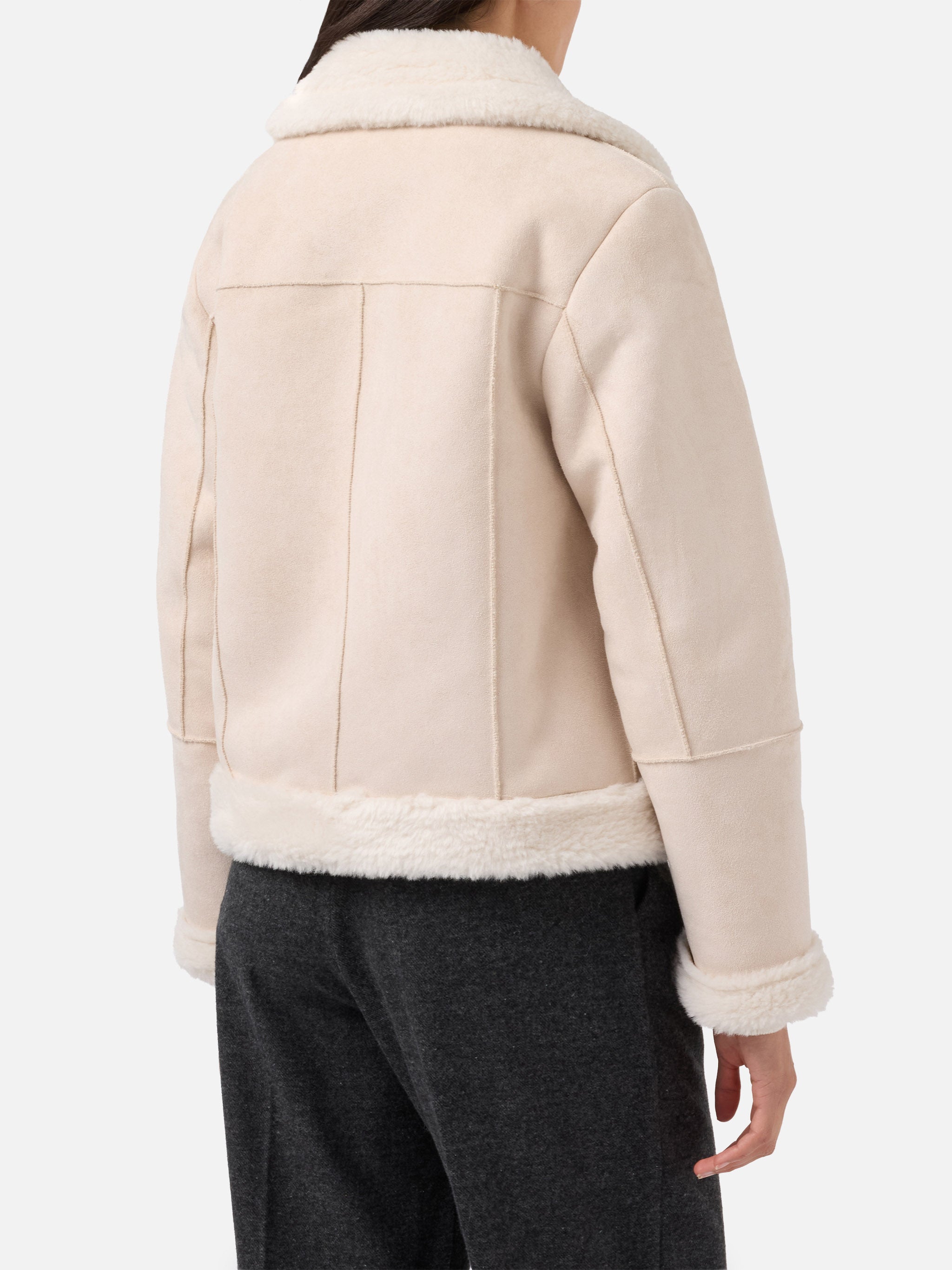 Lorayne Faux-Shearling Jacket Cream With Shearling Trims White