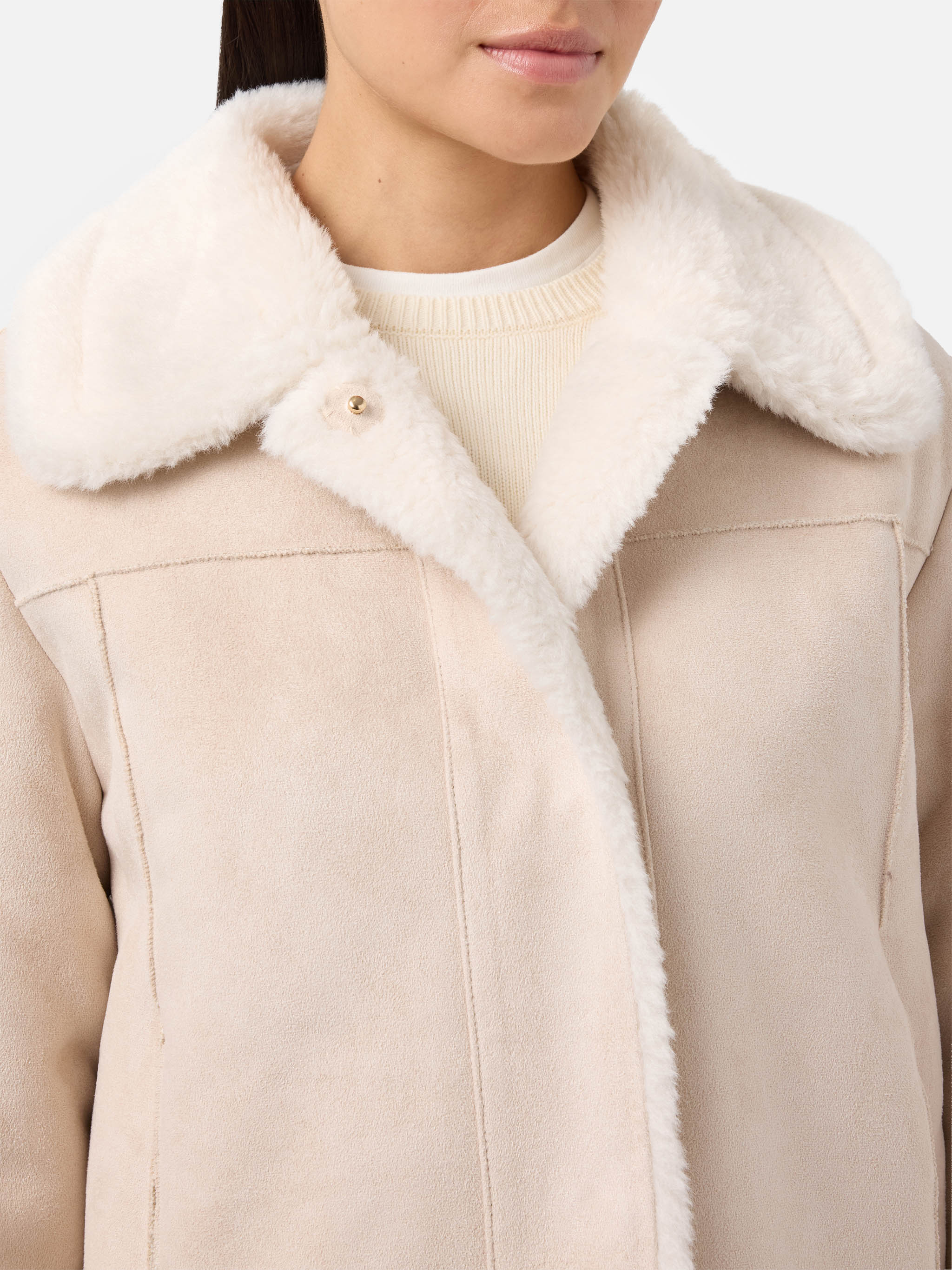 Lorayne Faux-Shearling Jacket Cream With Shearling Trims White