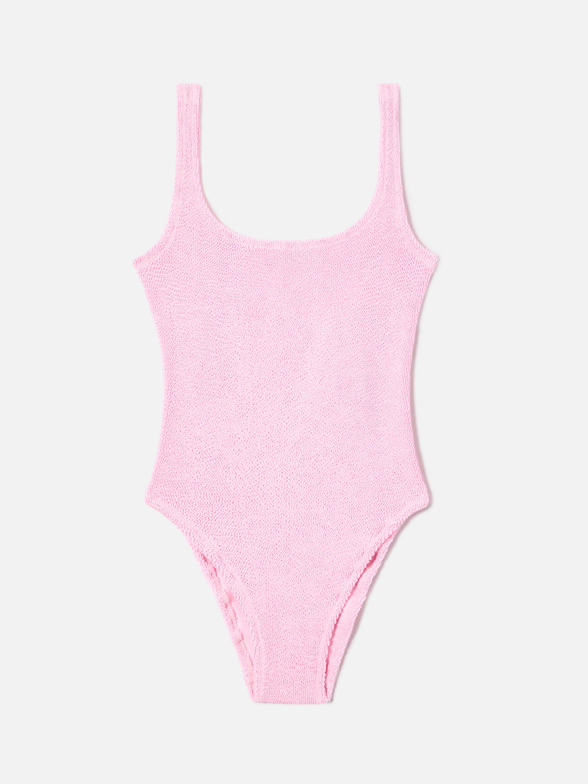 Lora One-Piece Swimsuit Pink Solid Crinkle Fabric One Piece