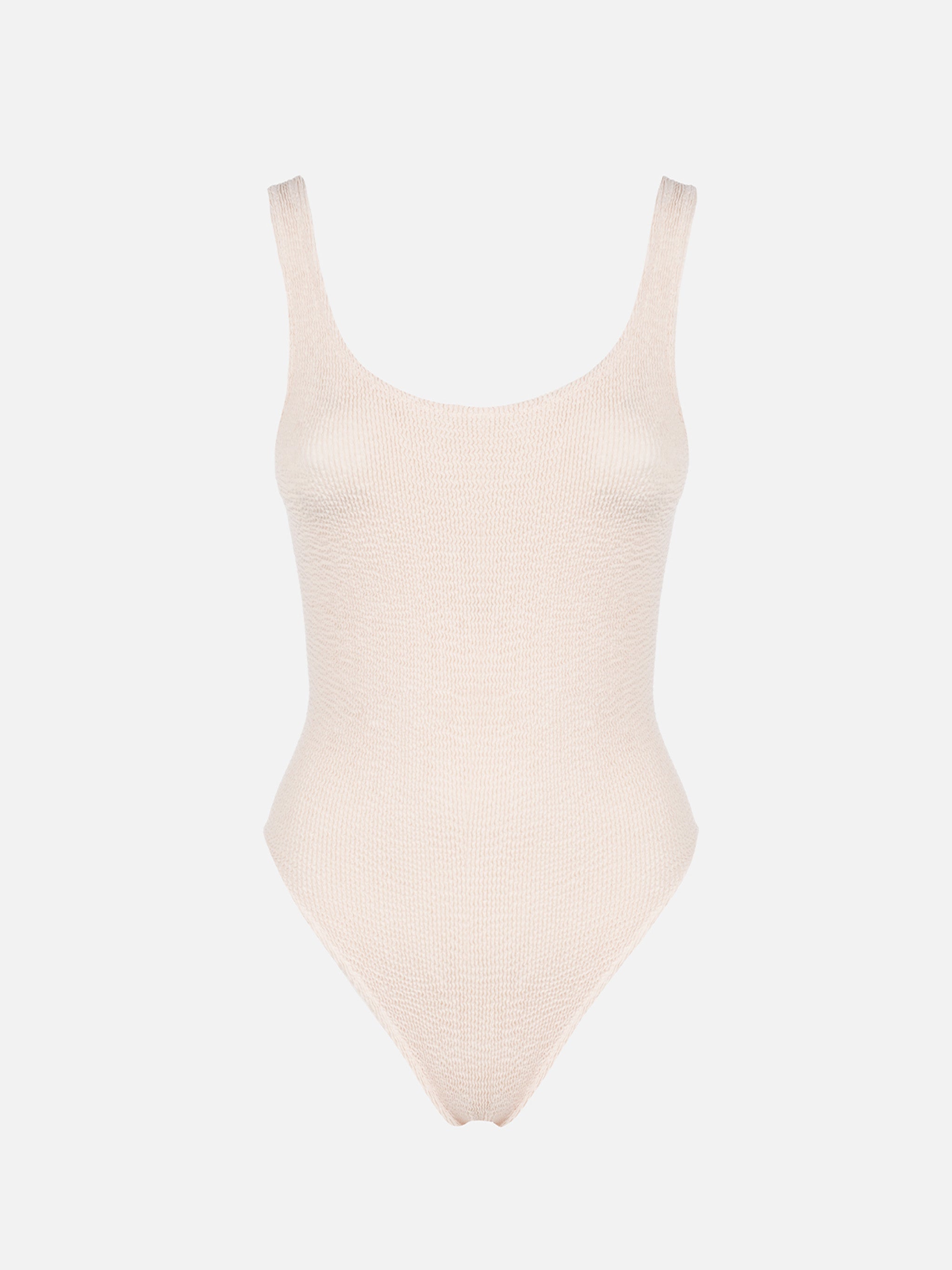 Lora Beige Crinkle One-Piece Swimsuit White One Piece