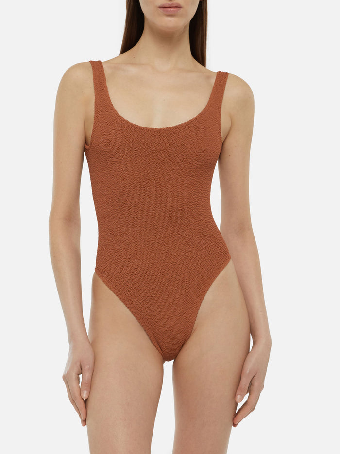 Lora Camel Brown Crinkle One-Piece Swimsuit One Piece