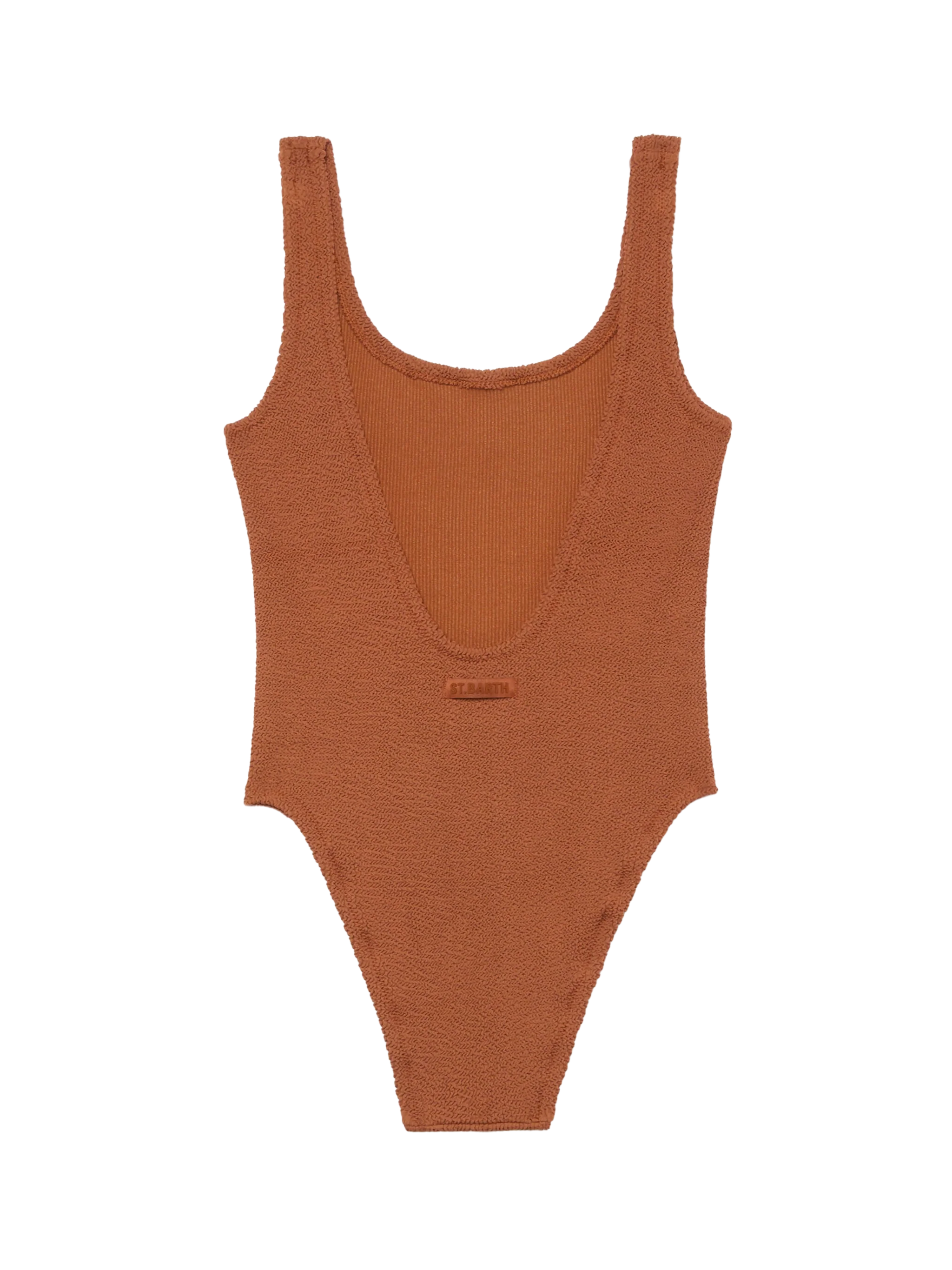 Lora Camel Brown Crinkle One-Piece Swimsuit One Piece