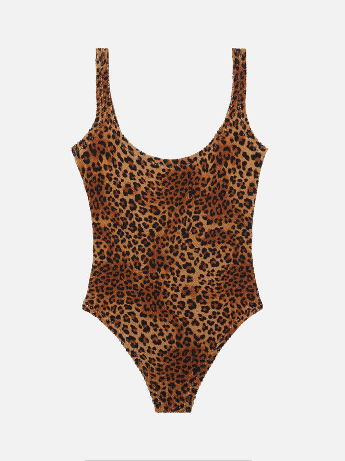 Lora Crinkle One-Piece Swimsuit With Animalier Print White One Piece