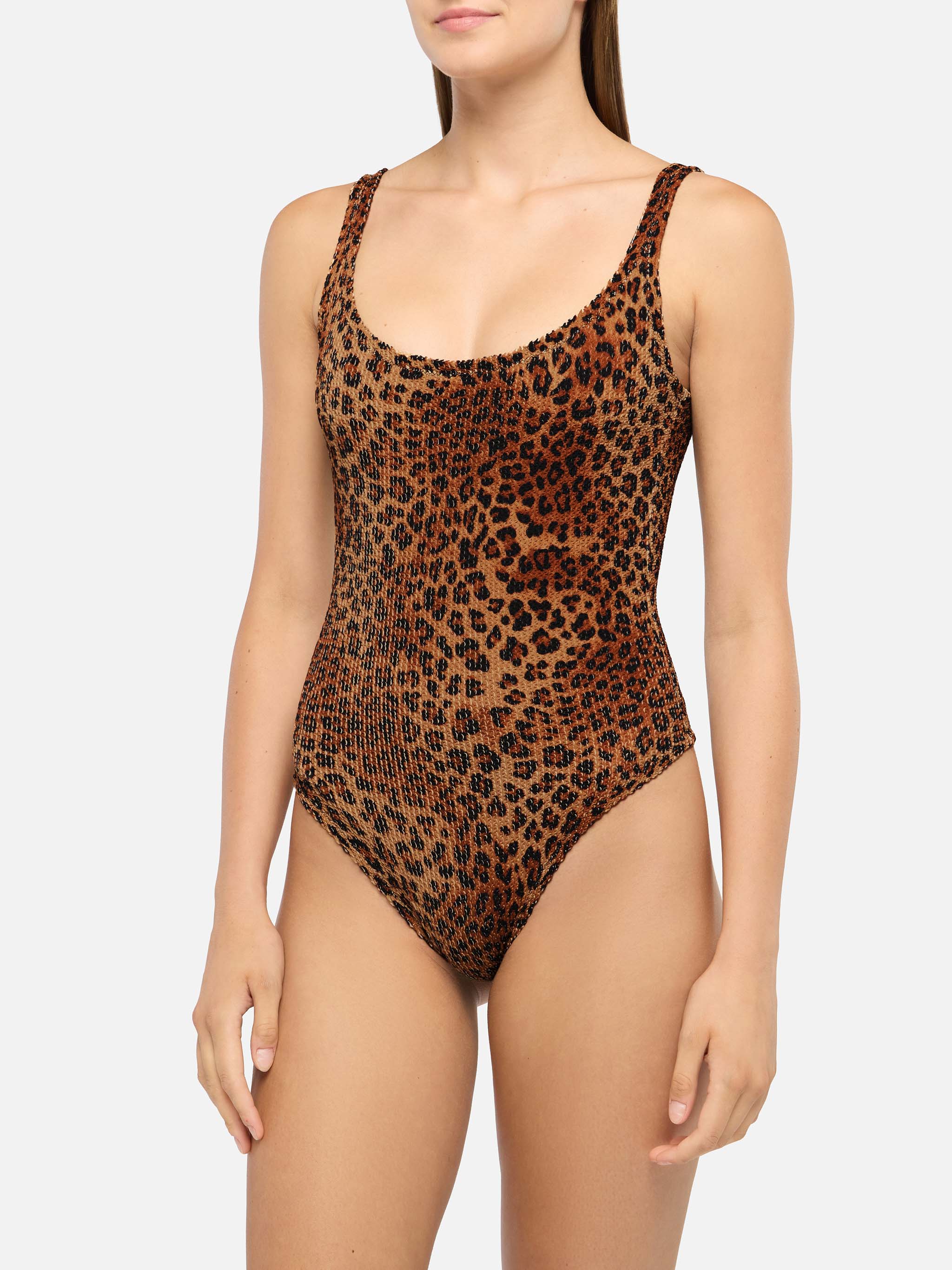 Lora Crinkle One-Piece Swimsuit With Animalier Print White One Piece