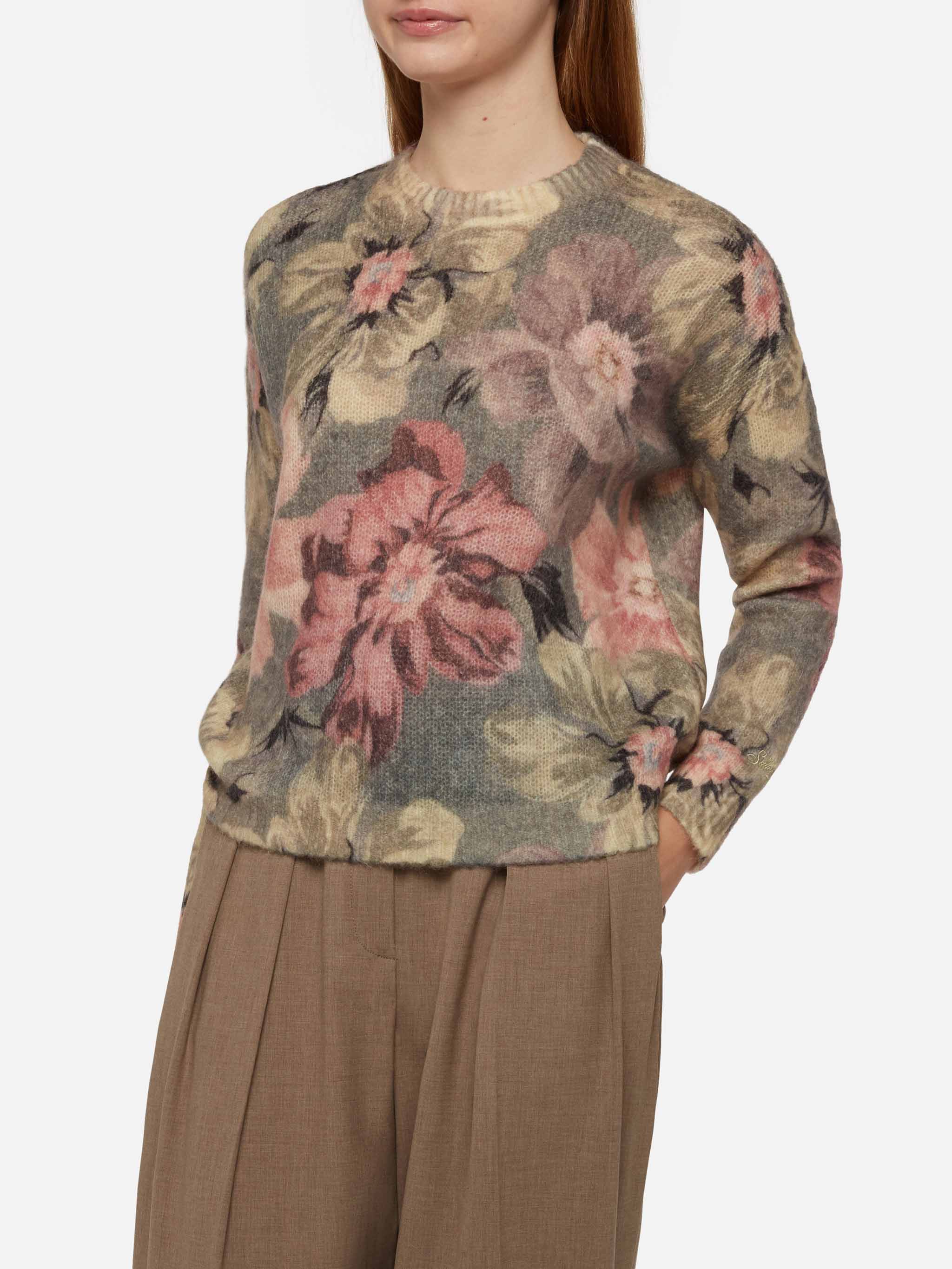 Floral Louise Mohair Sweater Green