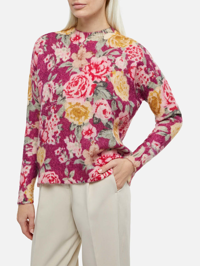 Floral Louise Cashmere Blend Sweater Pink