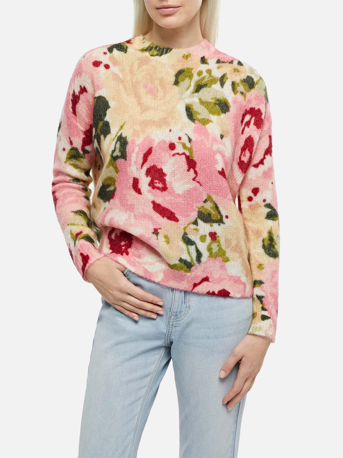 Louise Sweater With Peony Print White