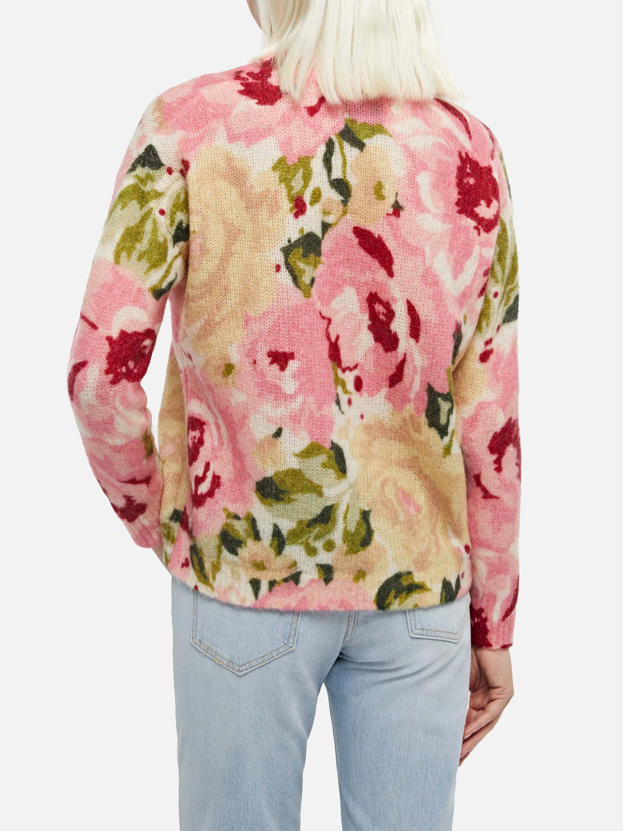 Louise Sweater With Peony Print White