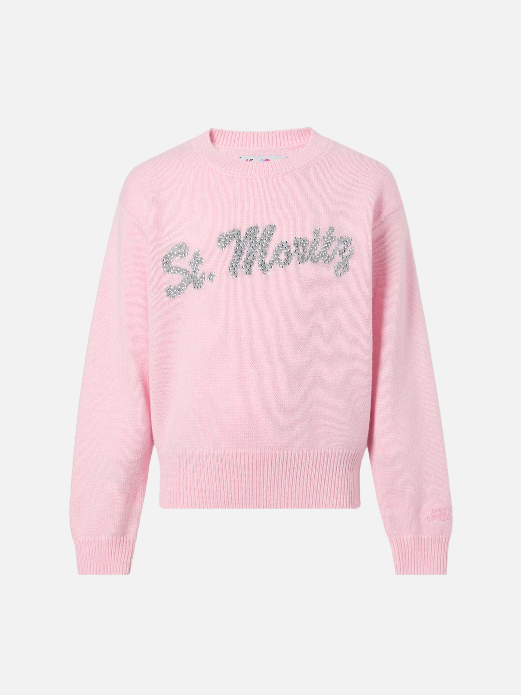 Sweater Louise Jr Cashmere Blend With St. Moritz Graphic Rhinestones | Top Of The World Pink