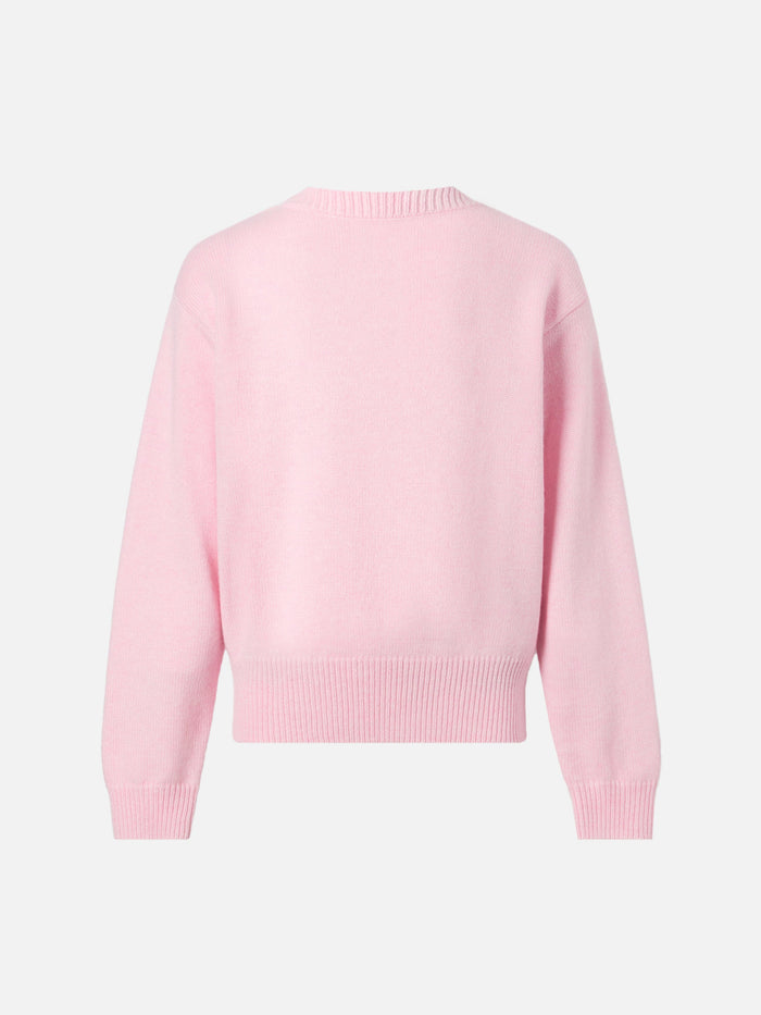 Sweater Louise Jr Cashmere Blend With St. Moritz Graphic Rhinestones | Top Of The World Pink