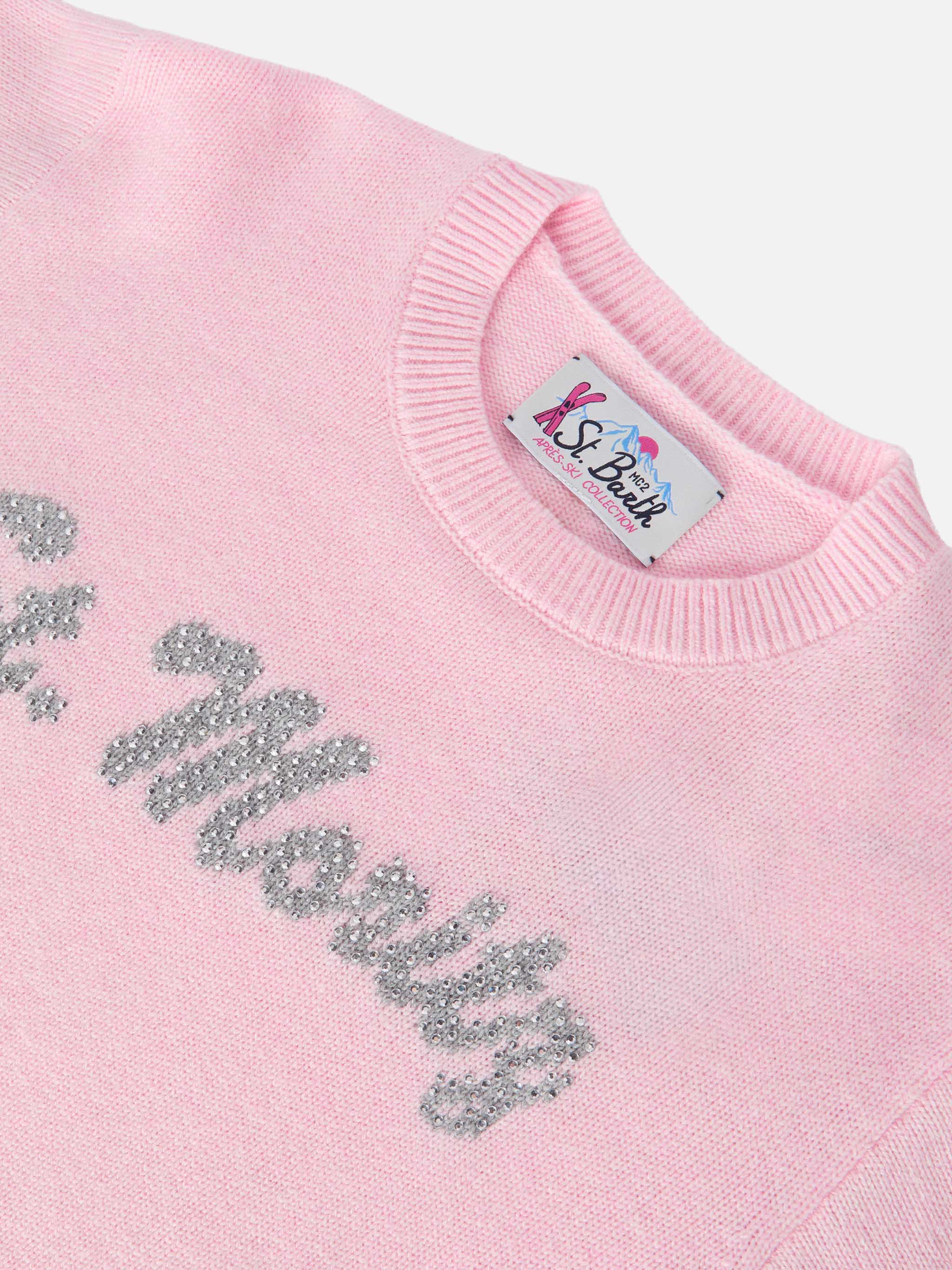 Sweater Louise Jr Cashmere Blend With St. Moritz Graphic Rhinestones | Top Of The World Pink