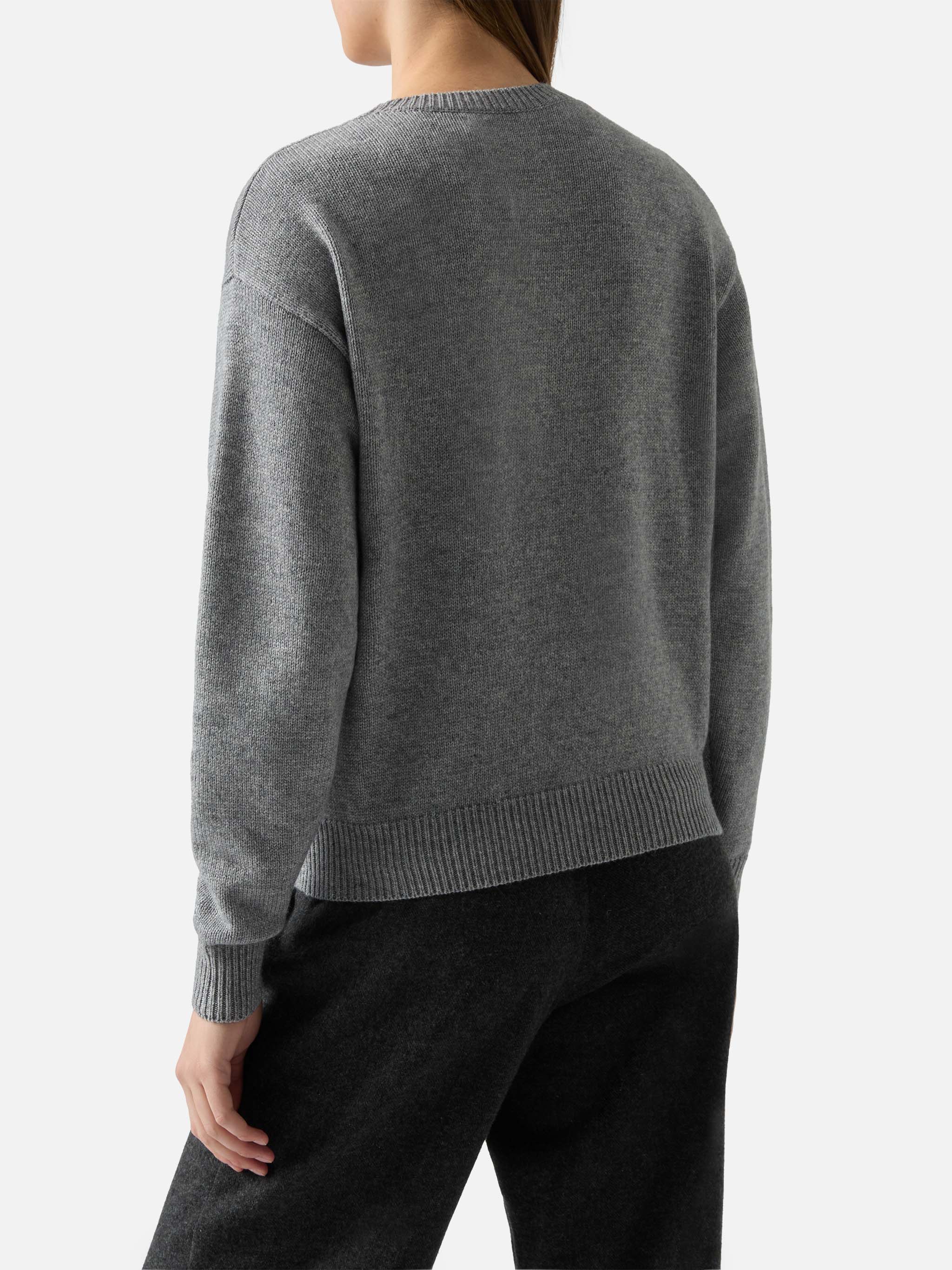 Grey Crewneck Louise With St. Moritz Rhinestones Embellishment | Top Of The World Special Edition