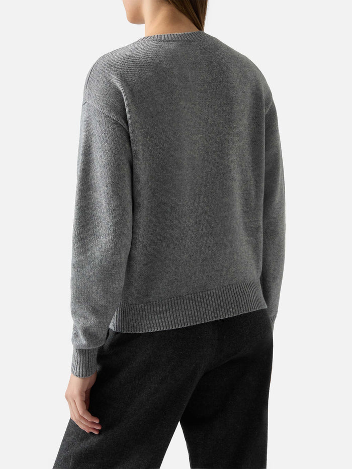 Grey Crewneck Louise With St. Moritz Rhinestones Embellishment | Top Of The World Special Edition