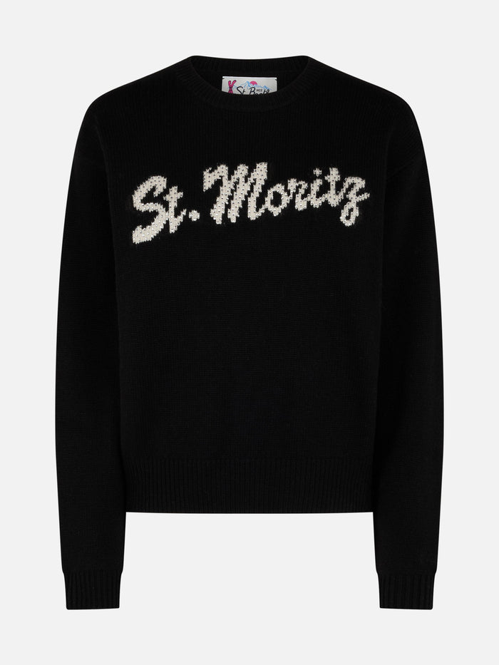 Louise Black Sweater With St. Moritz Rhinestones | Special Edition