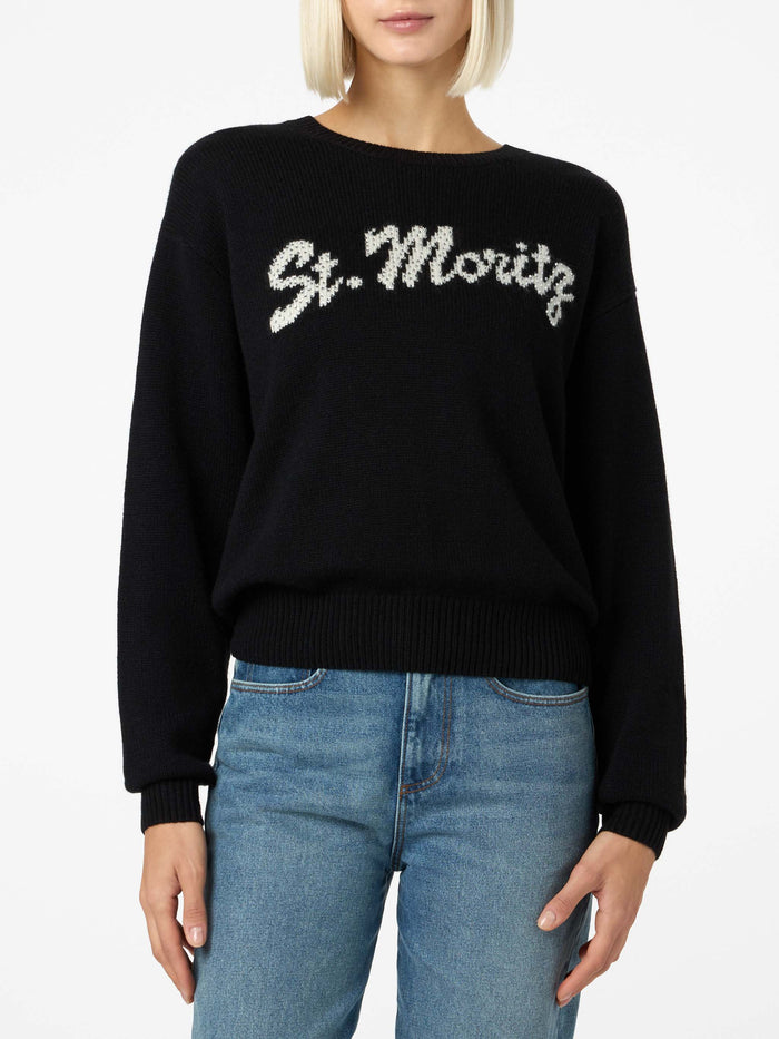 Louise Black Sweater With St. Moritz Rhinestones | Special Edition