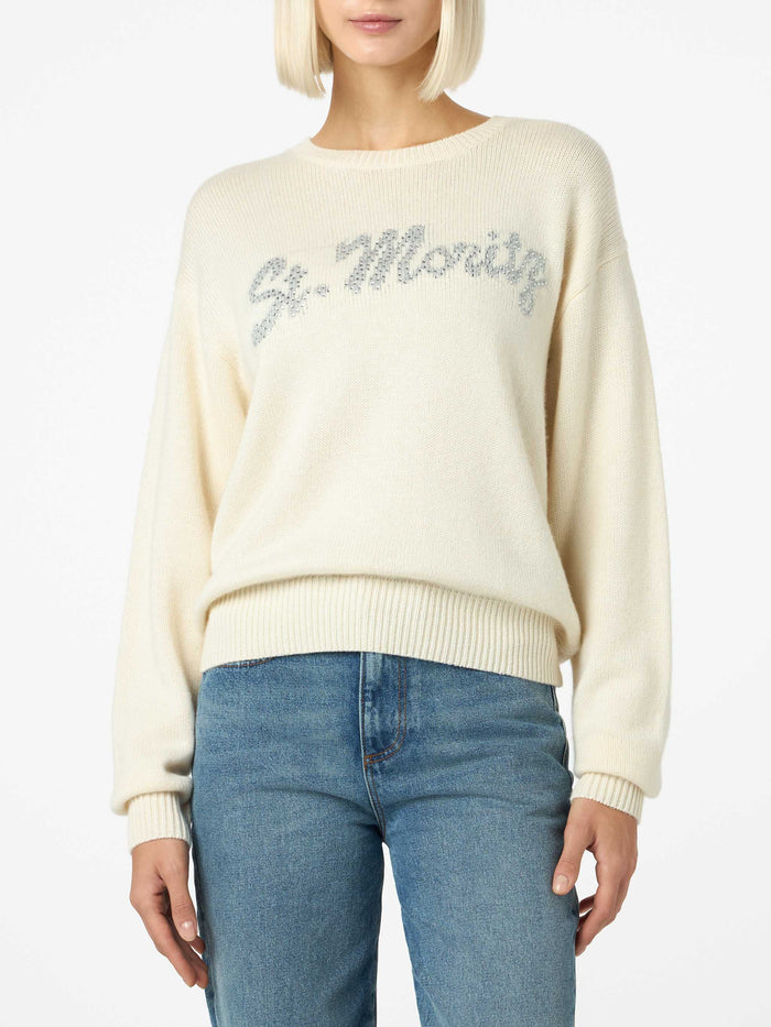 Louise White Sweater With St. Moritz Rhinestones | Special Edition
