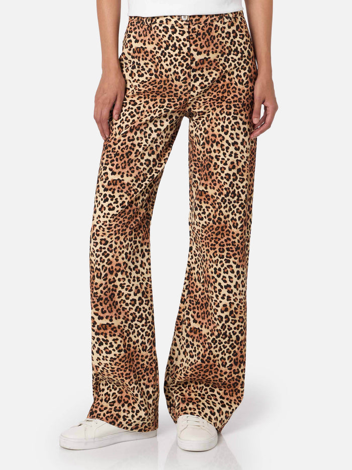 Lisbeth Leopard Corduroy Pants Brown