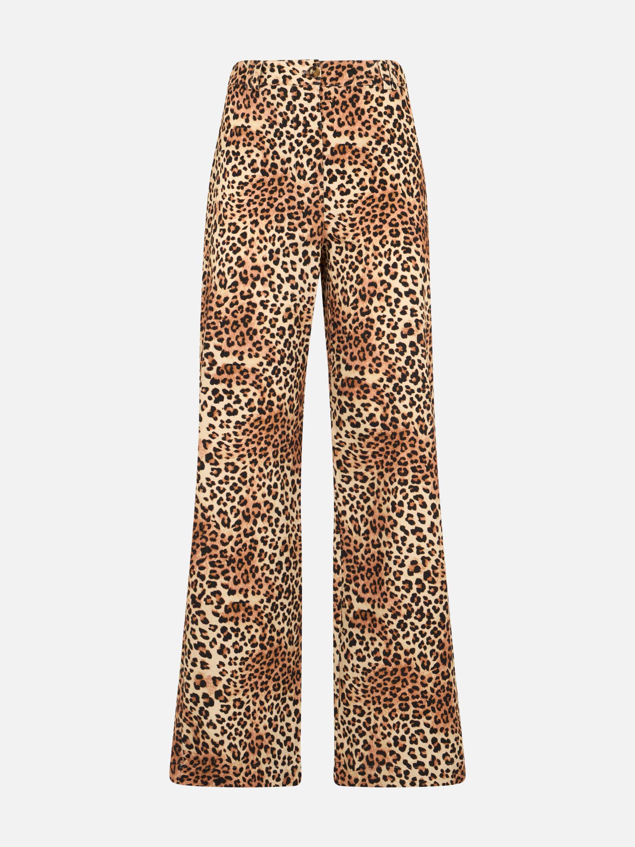 Lisbeth Leopard Corduroy Pants Brown