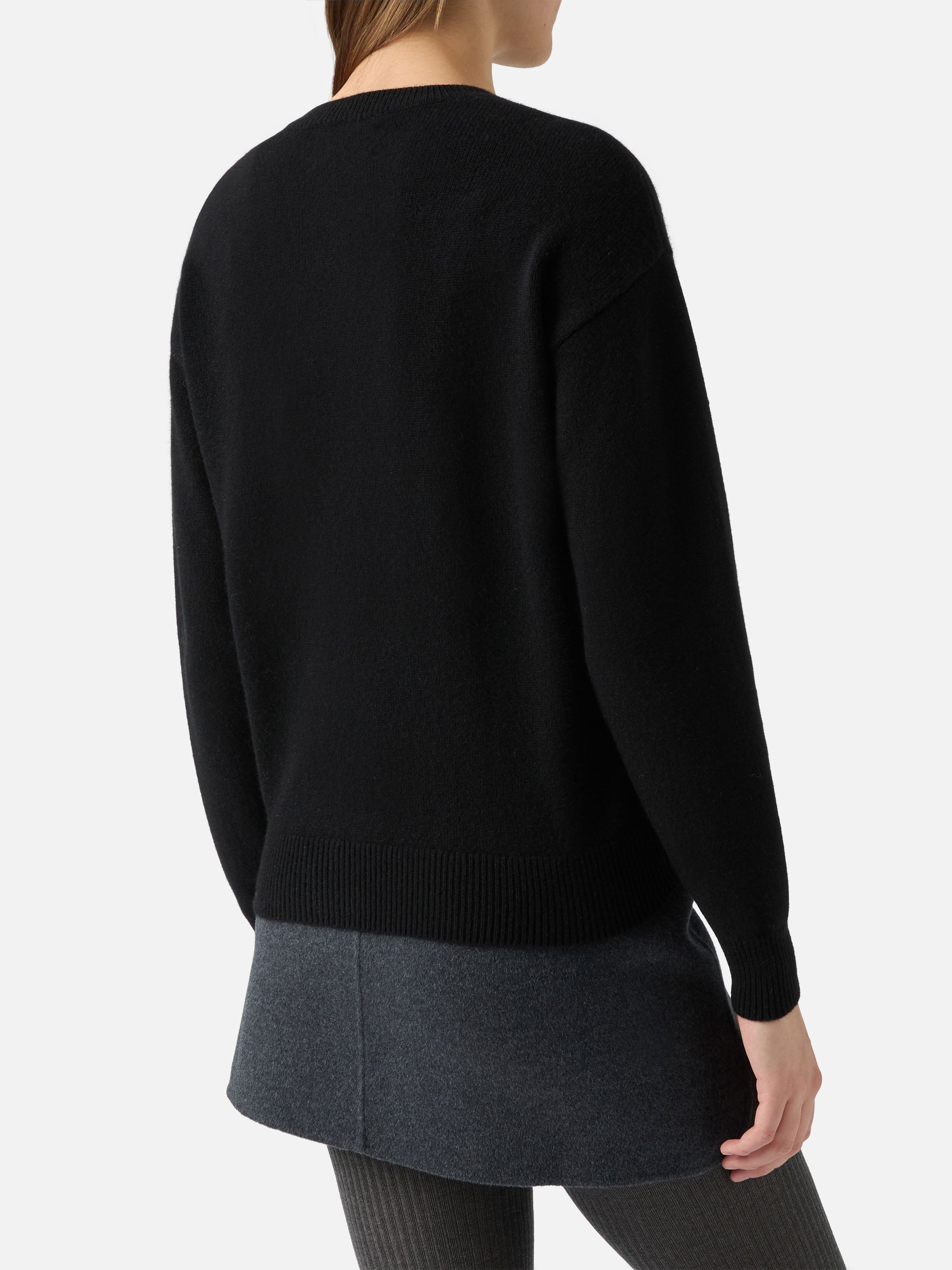 Louise Cashmere Sweater Black With St. Moritz Rhinestone Appliqué