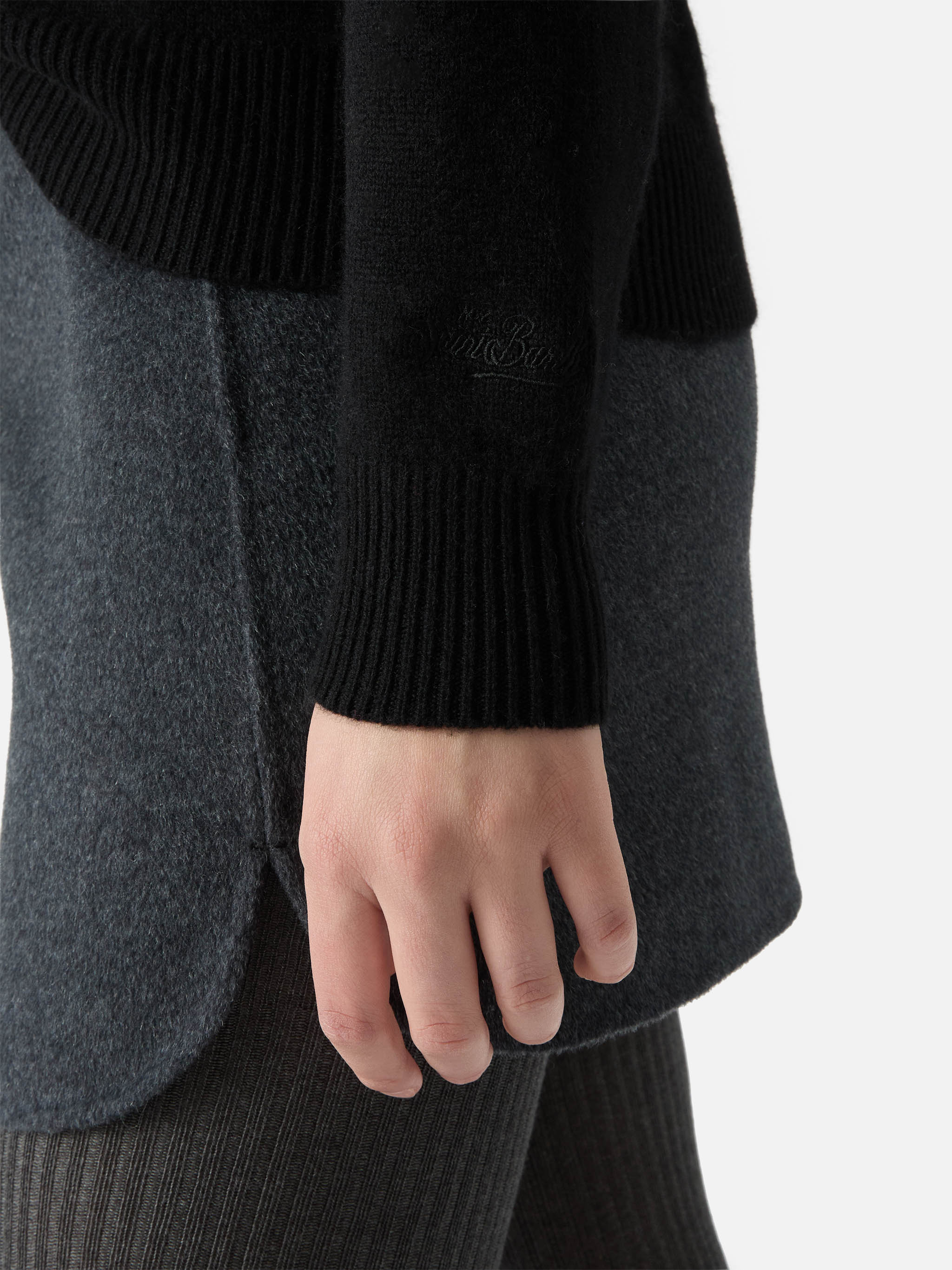 Louise Cashmere Sweater Black With St. Moritz Rhinestone Appliqué