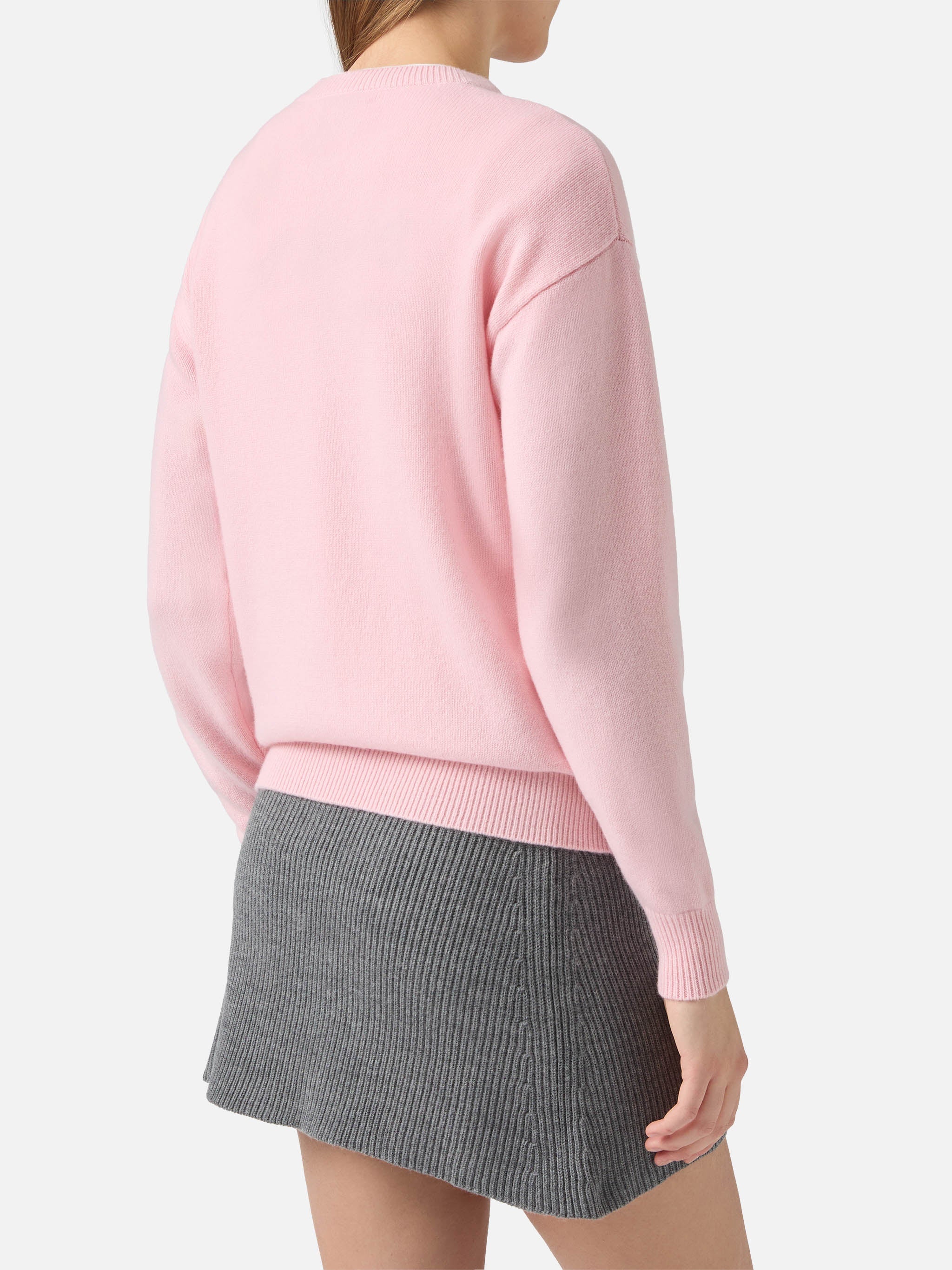 Louise Cashmere Sweater Pink With St. Moritz Rhinestone Appliqué