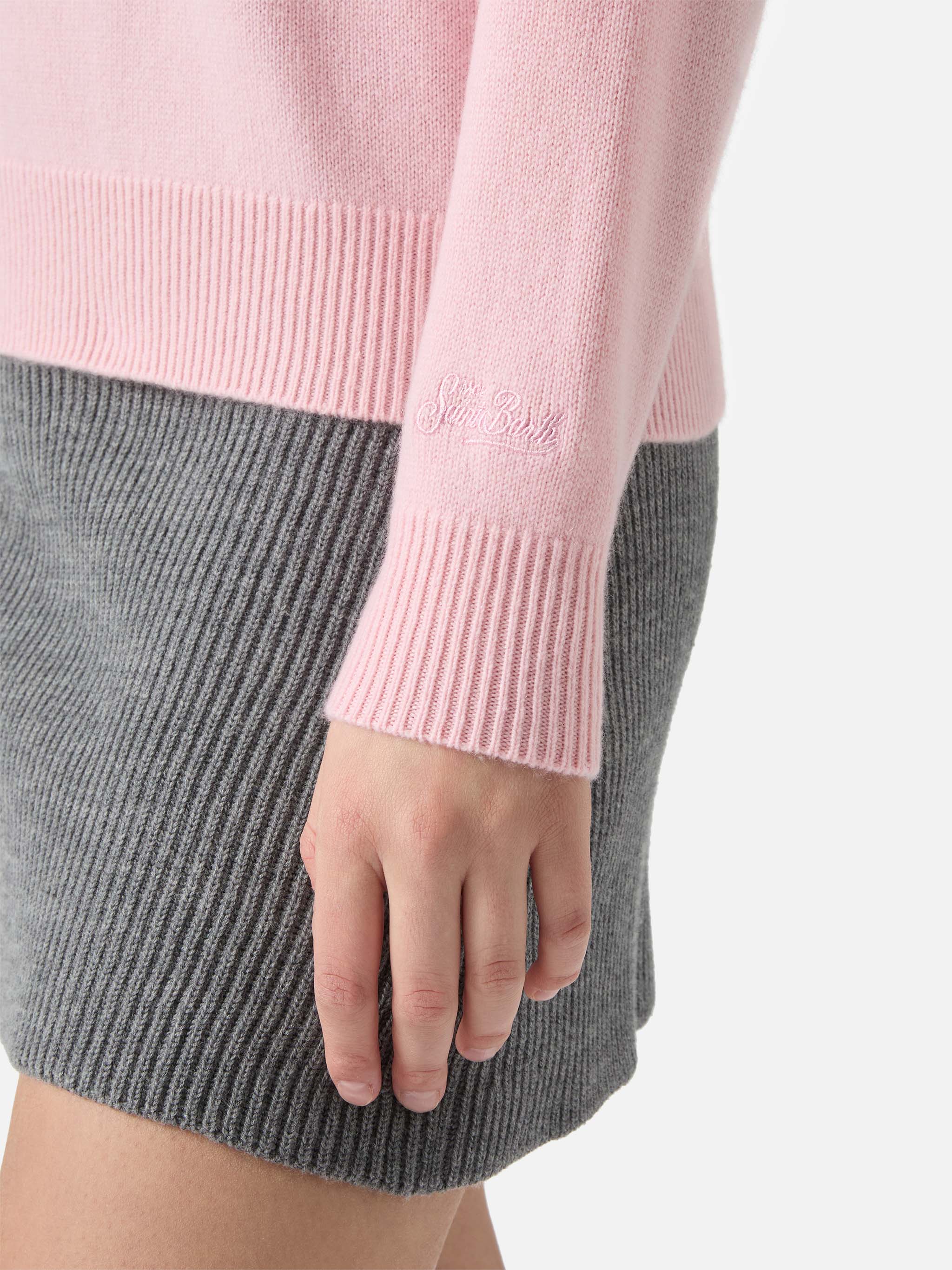 Louise Cashmere Sweater Pink With St. Moritz Rhinestone Appliqué