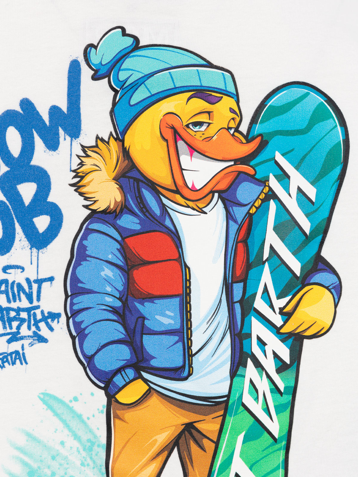 Boy Heavy Cotton T-Shirt Luton With Crypto Duck Snow Print | Puppets Special Edition White