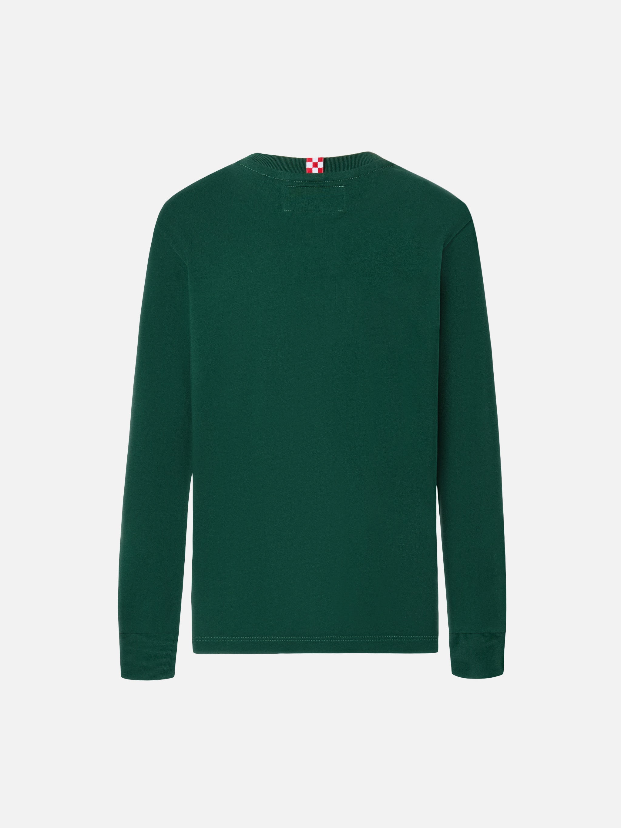 Luton Long-Sleeve Cotton T-Shirt Green With Me Ne Vado Dai Nonni Embroidery