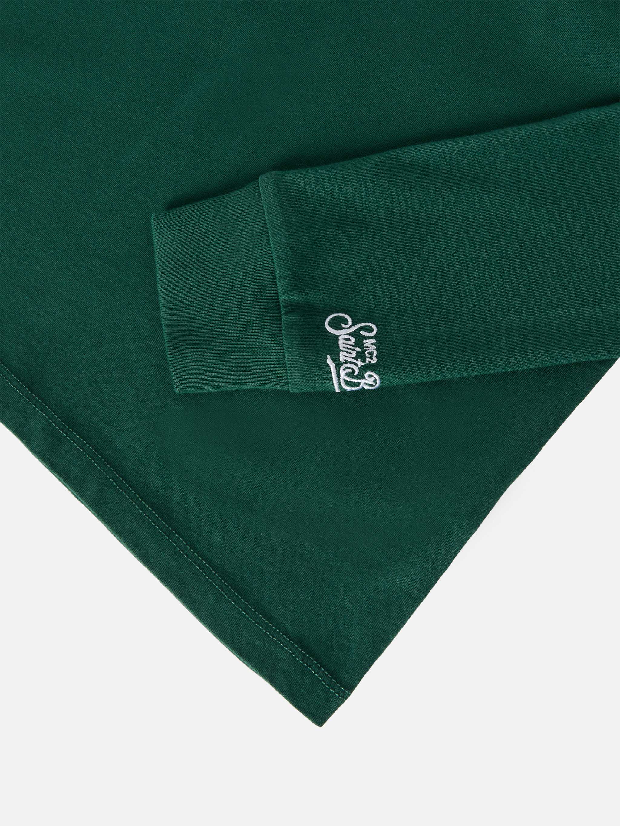 Luton Long-Sleeve Cotton T-Shirt Green With Me Ne Vado Dai Nonni Embroidery