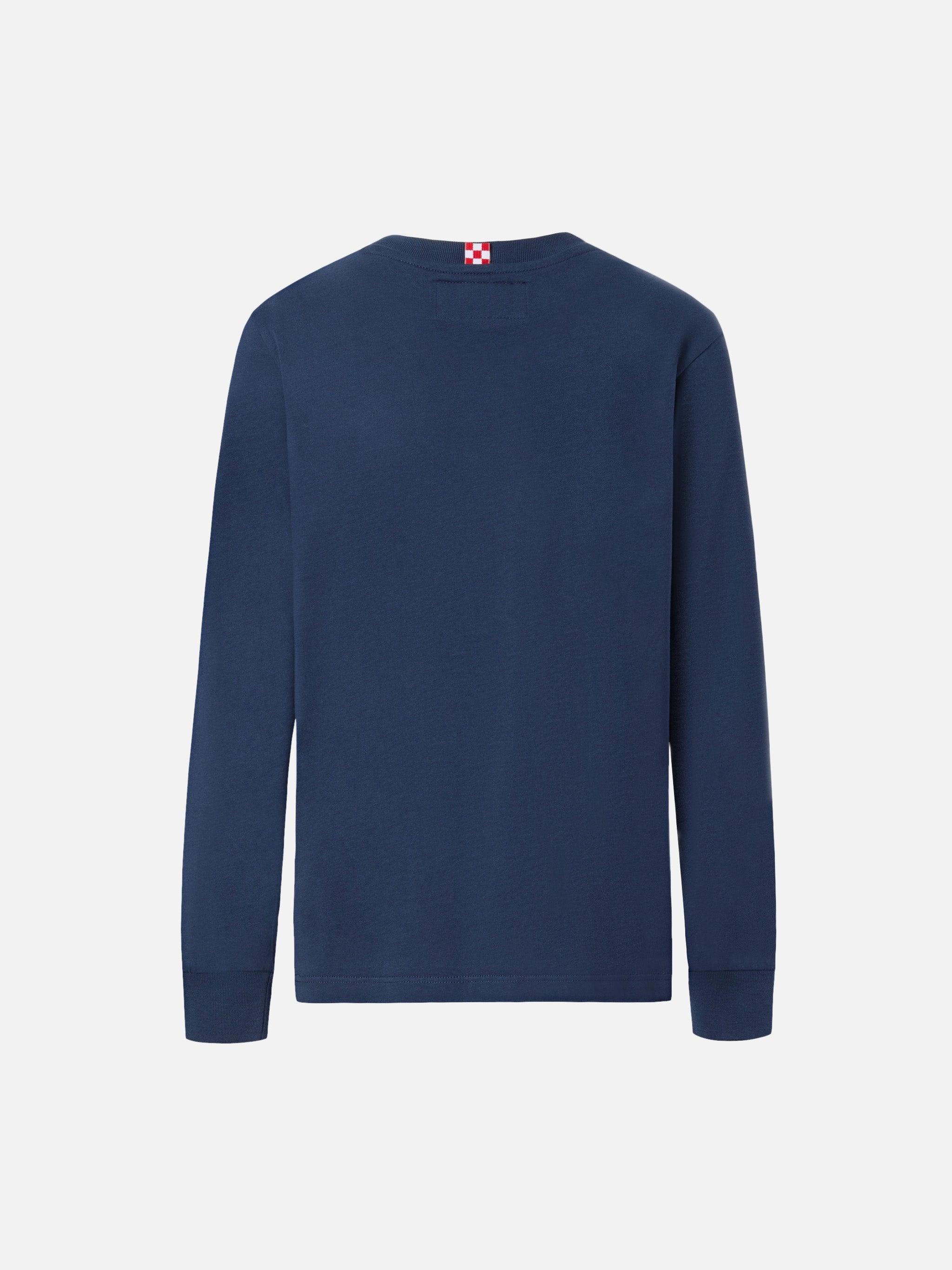 Luton Long-Sleeve Winter Cotton T-Shirt Blue With St. Barth Ski Club Embroidery And Snoopy Print | Special Edition