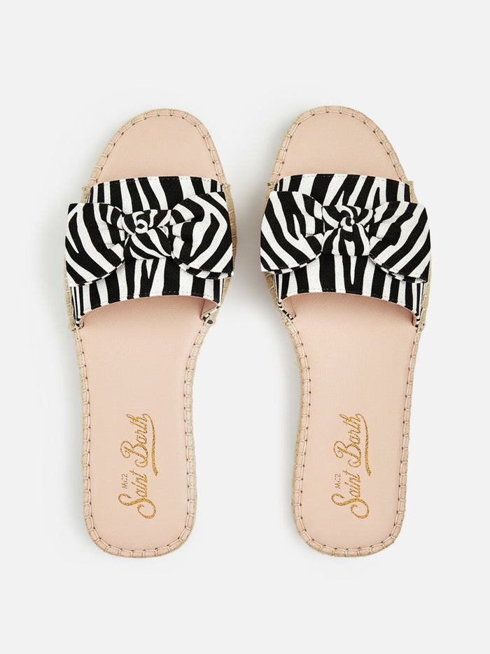 Womens Luz Slip On Sandal With Zebra Print White