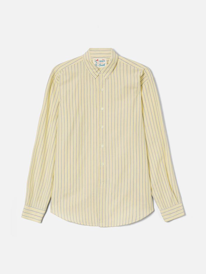 Yellow Striped Levanzo Shirt Pure Cotton Giallo Chiaro