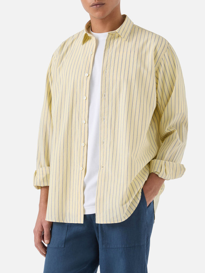 Yellow Striped Levanzo Shirt Pure Cotton Giallo Chiaro
