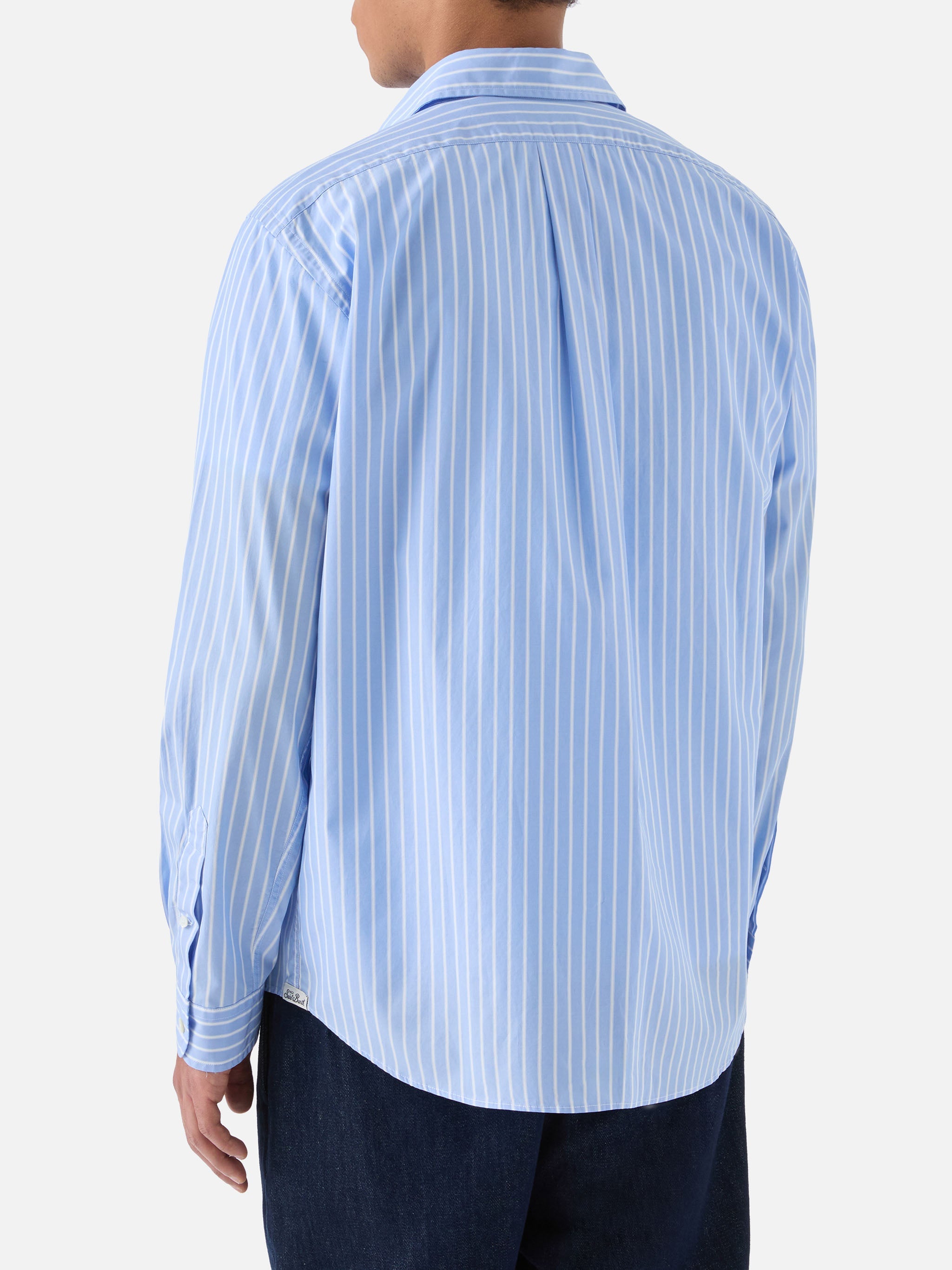 Light Blue Striped Levanzo Shirt Pure Cotton