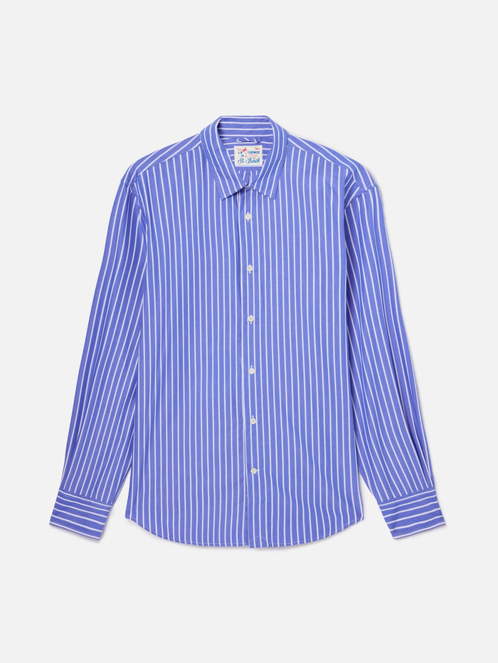 Blue Striped Levanzo Shirt Pure Cotton