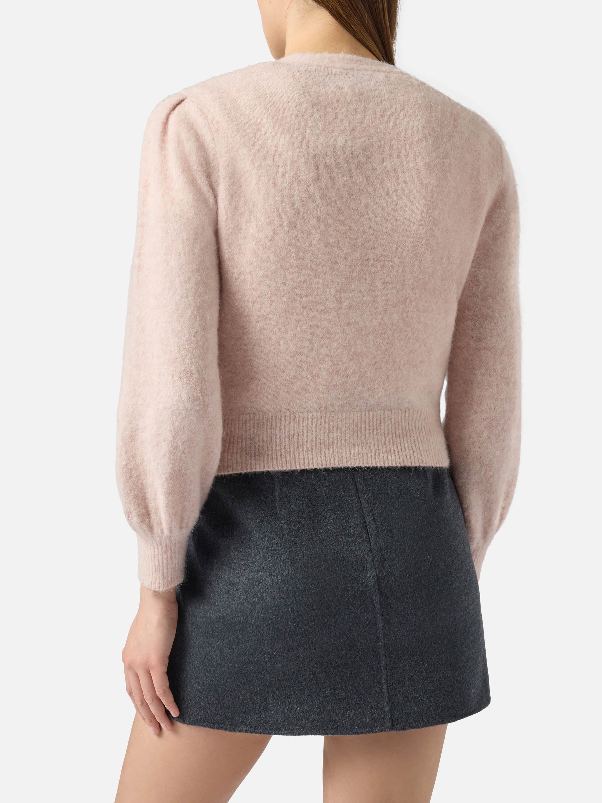 Lyza Soft Cropped Cardigan With Crochet Heart Patches Pink