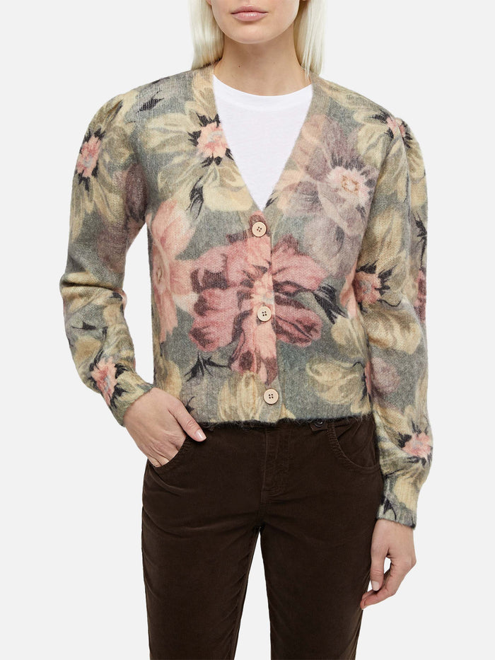Lyza Floral Cardigan Green