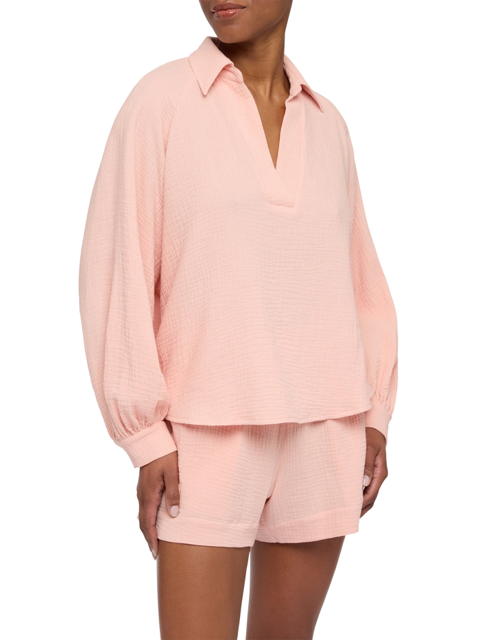 Maira Pink Muslin Blouse Shirt