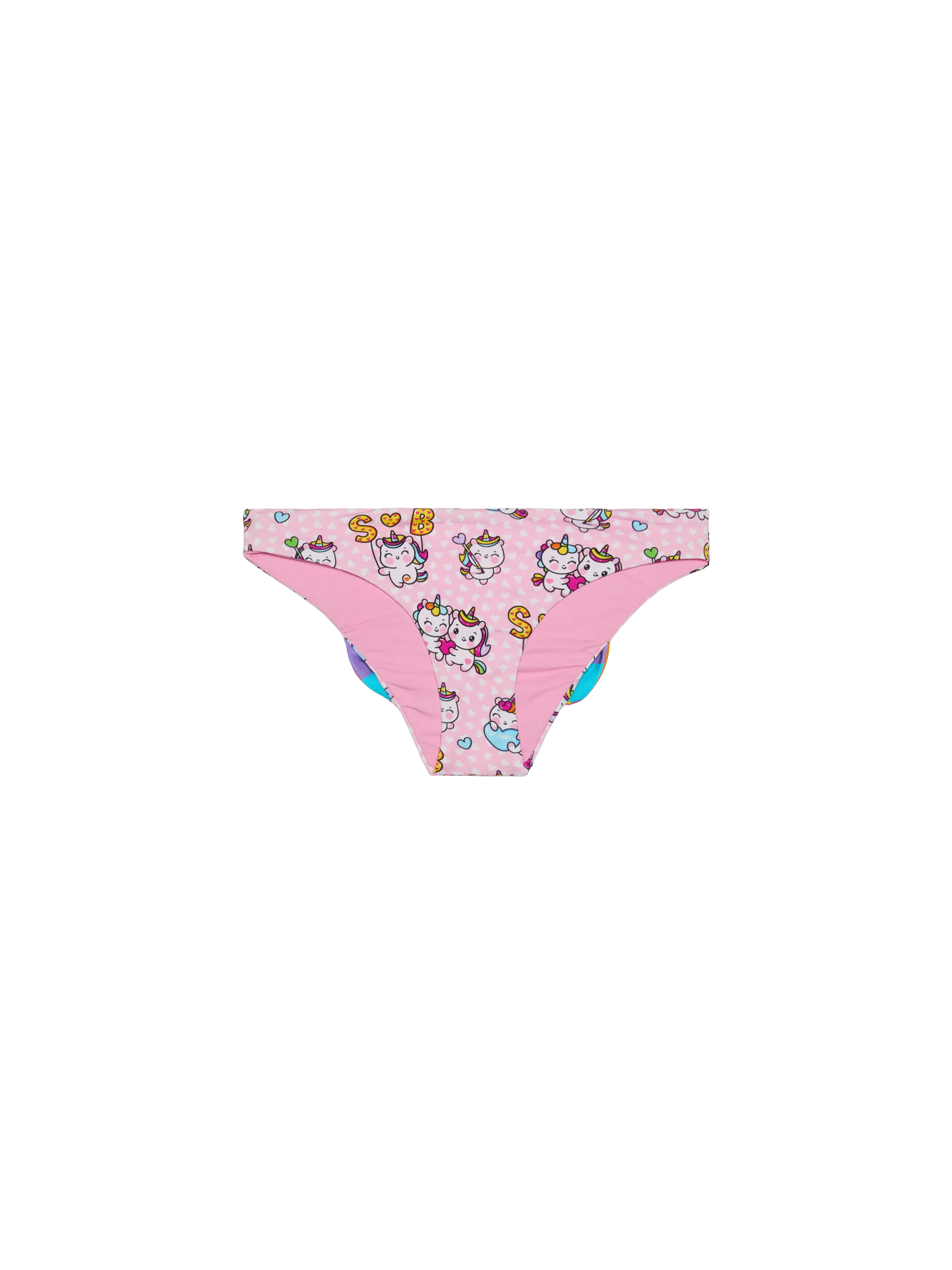 Girl Swim Briefs With Unicorn Print Pink Bottom