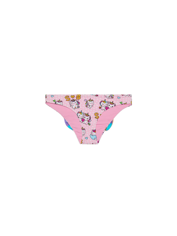 Girl Swim Briefs With Unicorn Print Pink Bottom