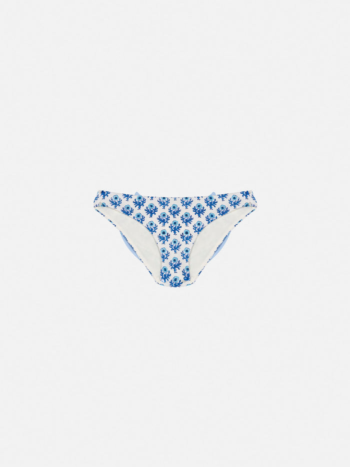 Madame Swim Briefs With Bow And Flower Print White Bottom