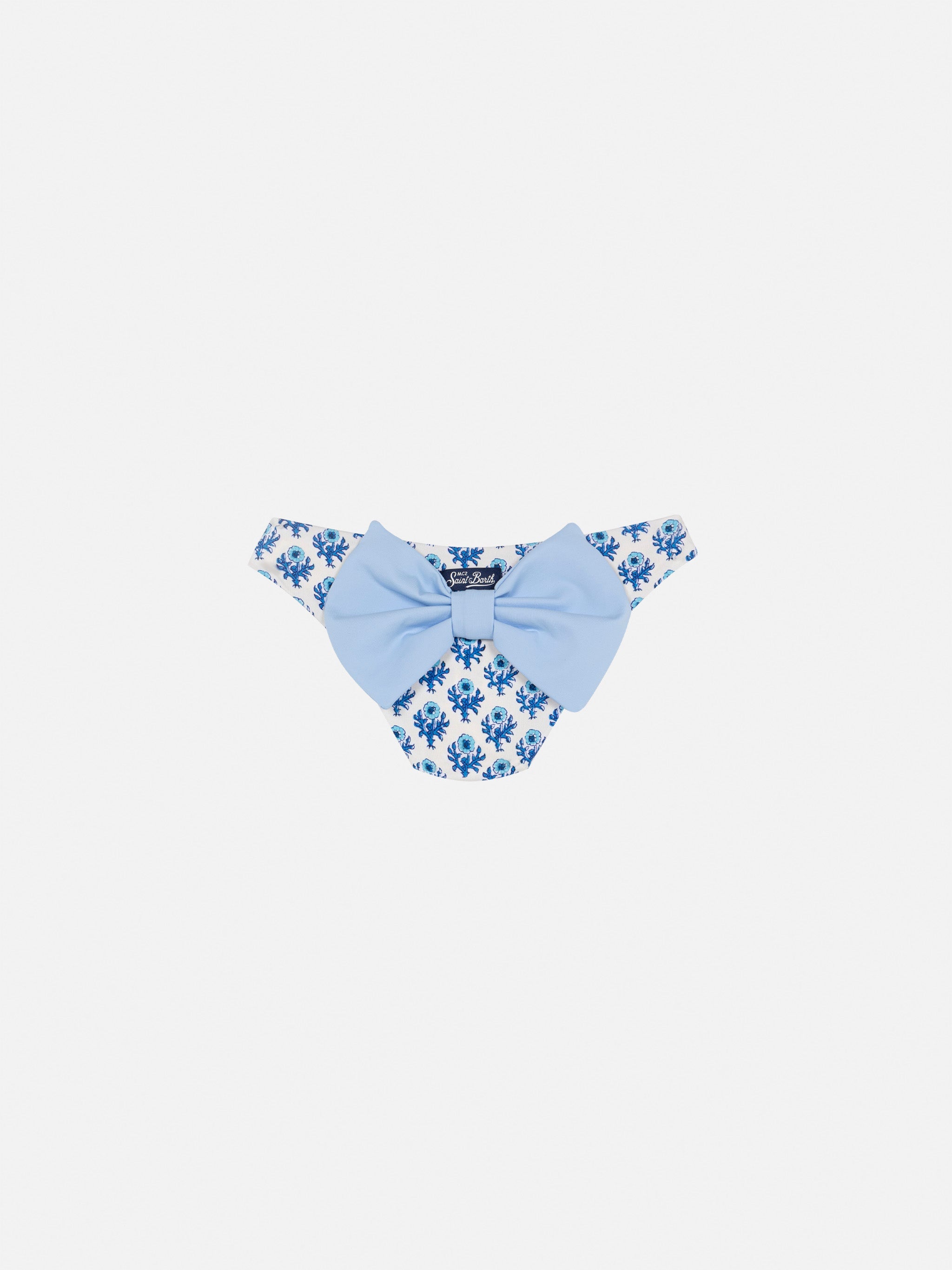 Madame Swim Briefs With Bow And Flower Print White Bottom