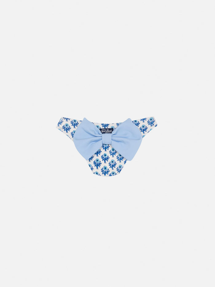 Madame Swim Briefs With Bow And Flower Print White Bottom