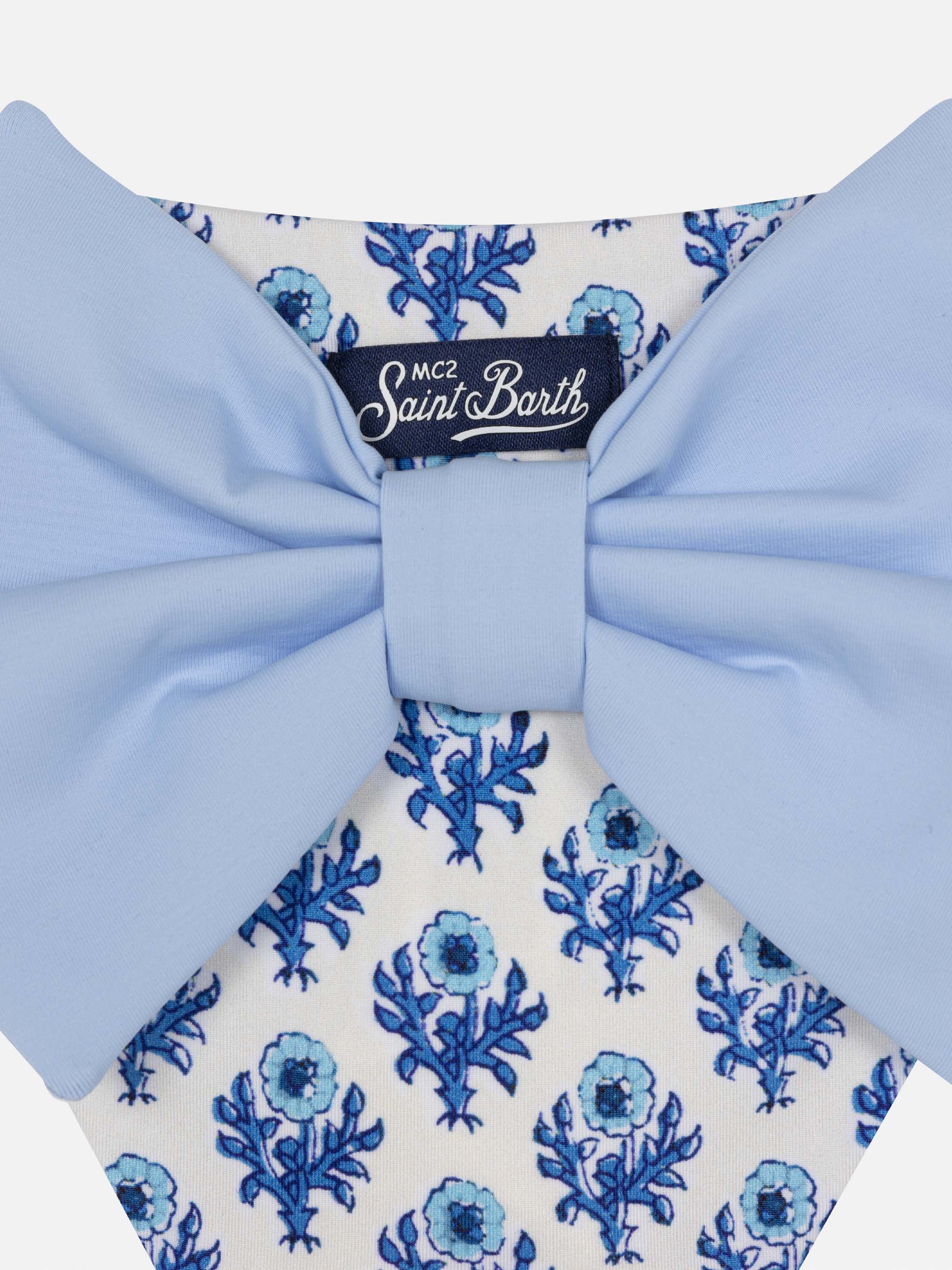 Madame Swim Briefs With Bow And Flower Print White Bottom