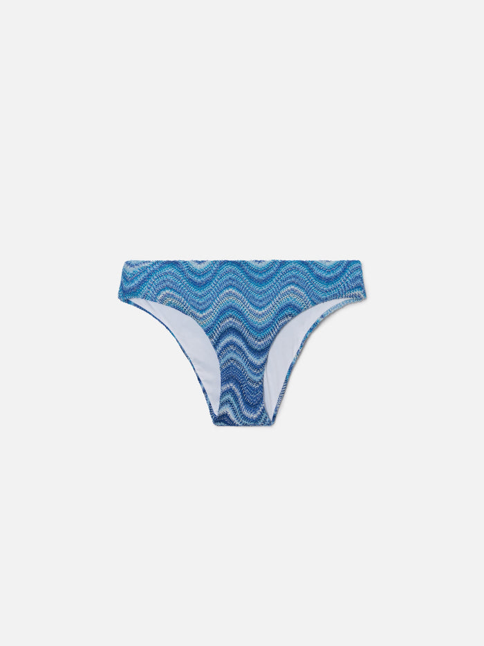 Madame Raschel Swim Briefs With Wave Motif Shades Of Blue Sky Bottom