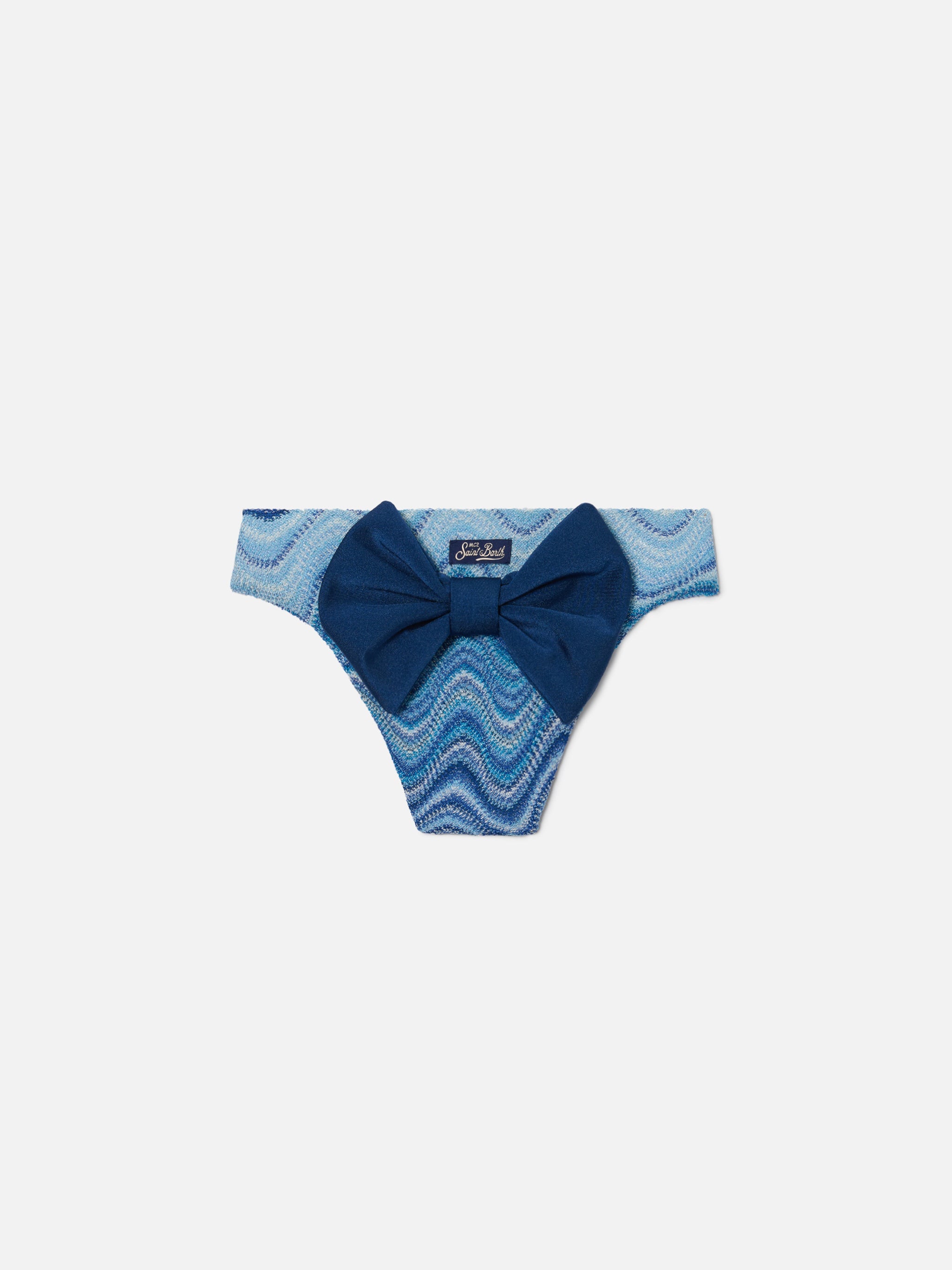 Madame Raschel Swim Briefs With Wave Motif Shades Of Blue Sky Bottom