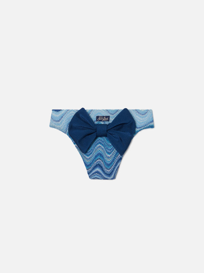 Madame Raschel Swim Briefs With Wave Motif Shades Of Blue Sky Bottom