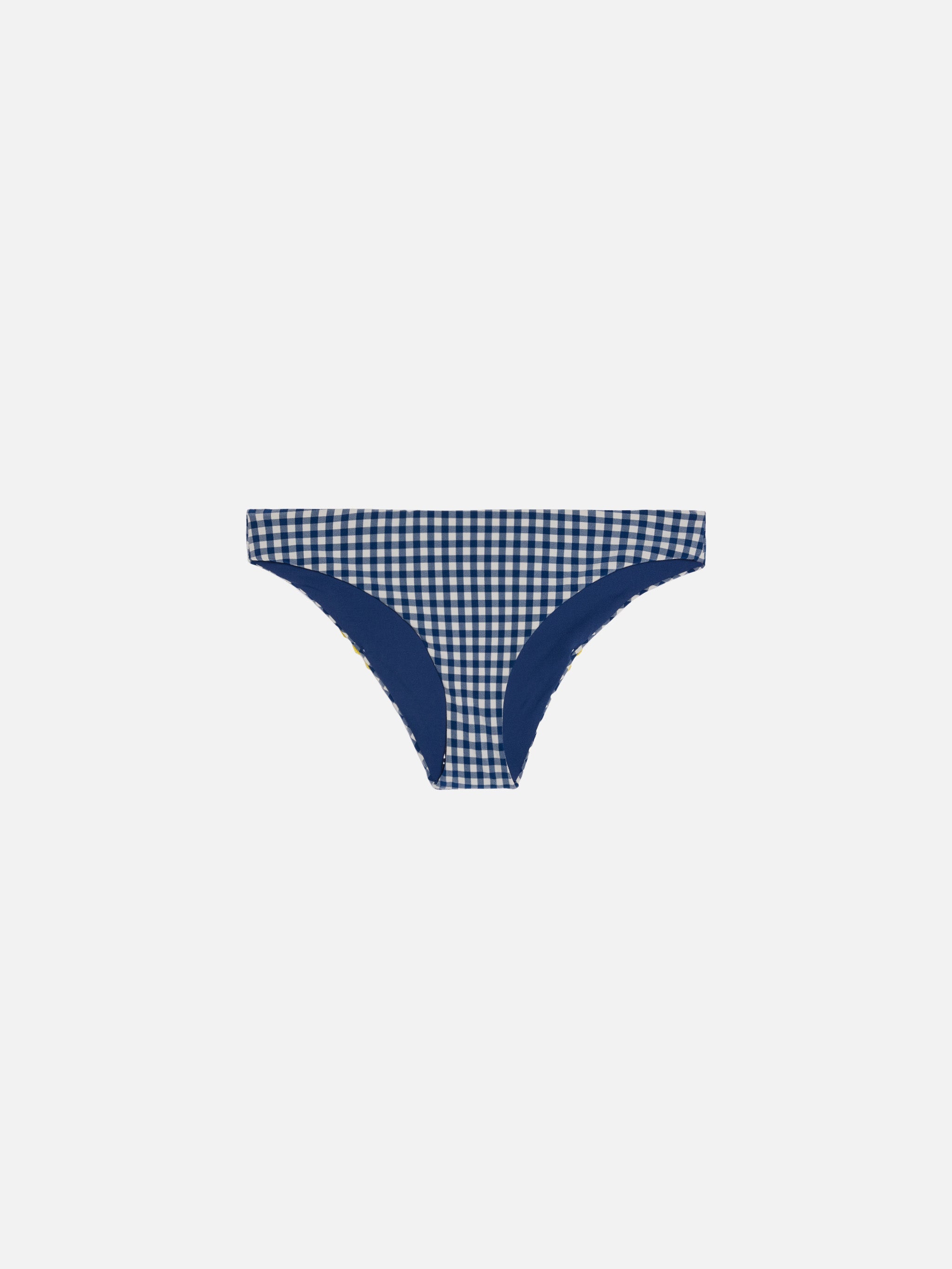 Girl Swim Briefs With Gingham Print Blue Bottom