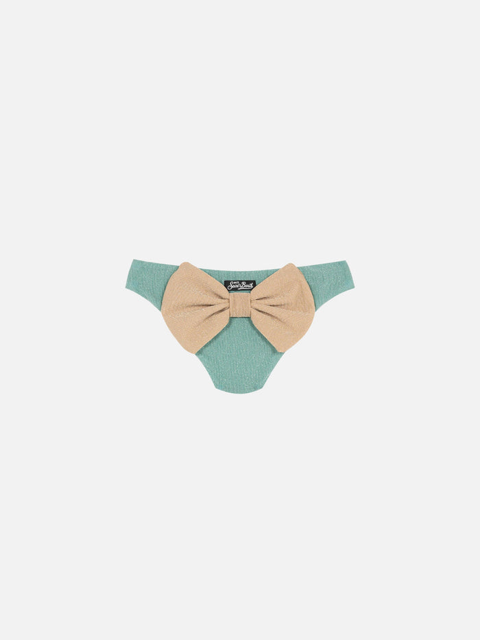 Madame Water Green Lurex Swim Briefs With Bow Bottom